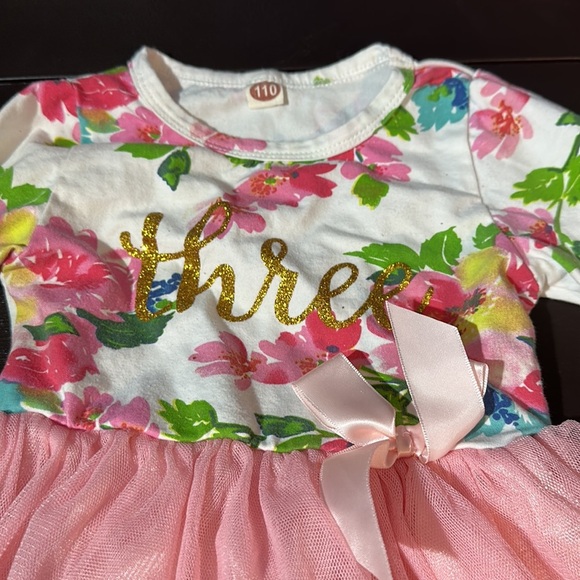 Happy Birthday Turning Three Floral Dress Size 3T - Picture 2 of 2